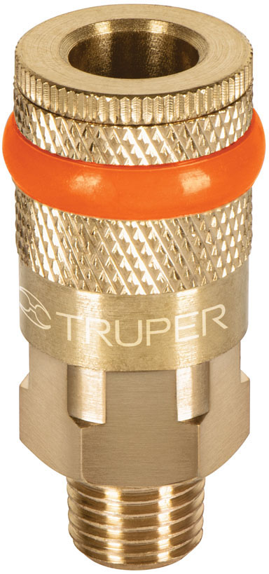 Imagen de COPLE RAPIDO DE LATON MACHO CUERDA DE 1/4" NPT TRUPER
