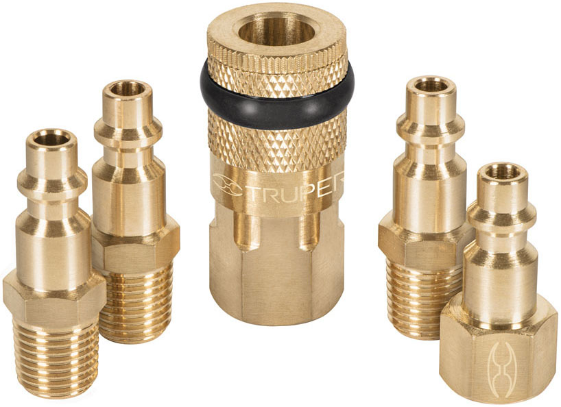 Imagen de JUEGO DE 4 CONECTORES RAPIDOS Y 1 COPLE DE LATON TRUPER