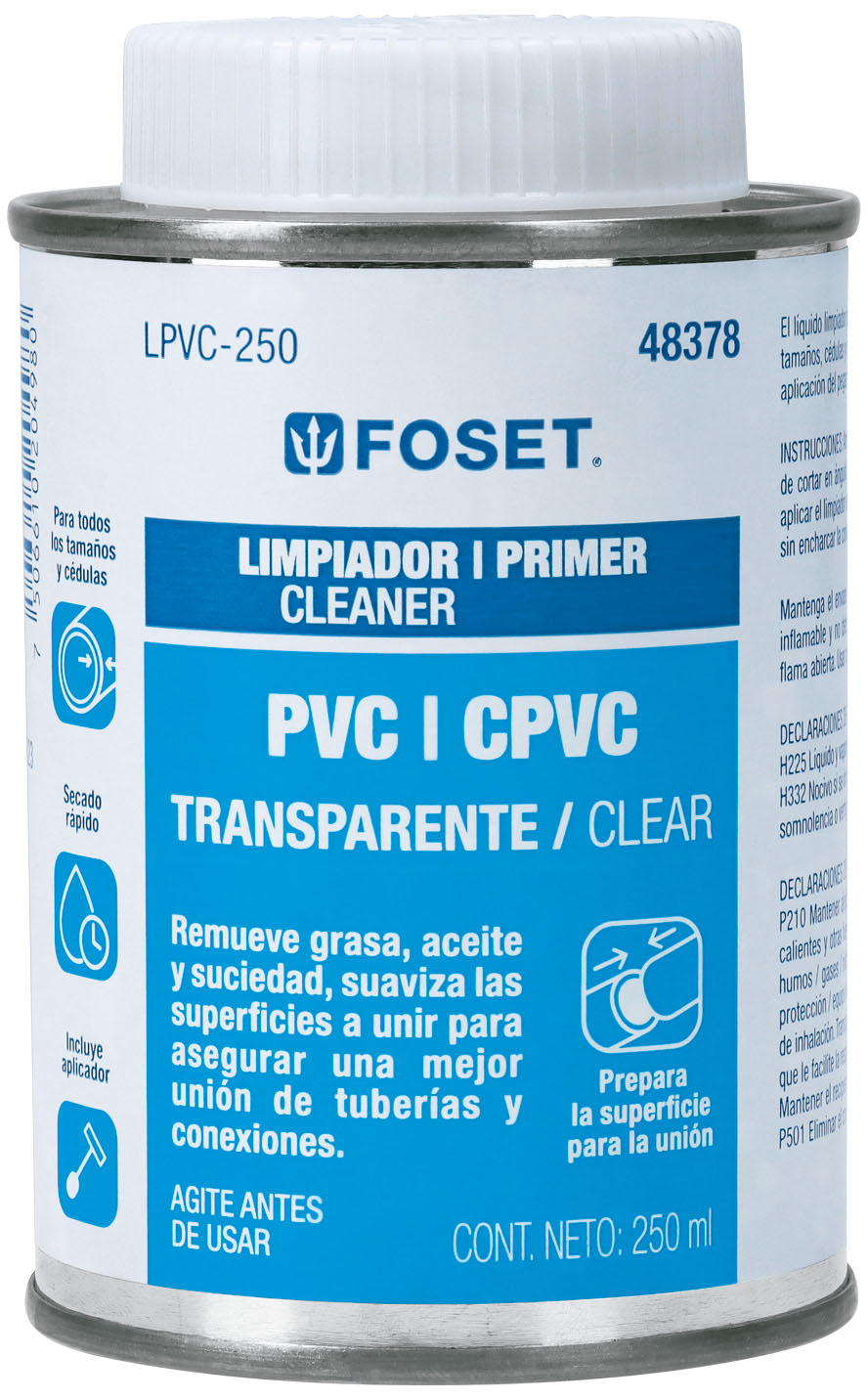 Imagen de LIMPIADOR PARA PVC Y CPVC EN LATA 250 ML FOSET