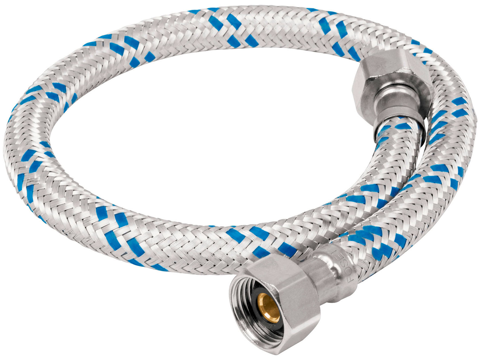 Imagen de MANGUERA LAVABO/FREGADERO DE ALUMINIO DE 1/2" X 1/2" EN 55 CMS FOSET