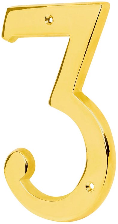 Imagen de NUMERO 3 DE LATON SOLIDO DE 4" HERMEX