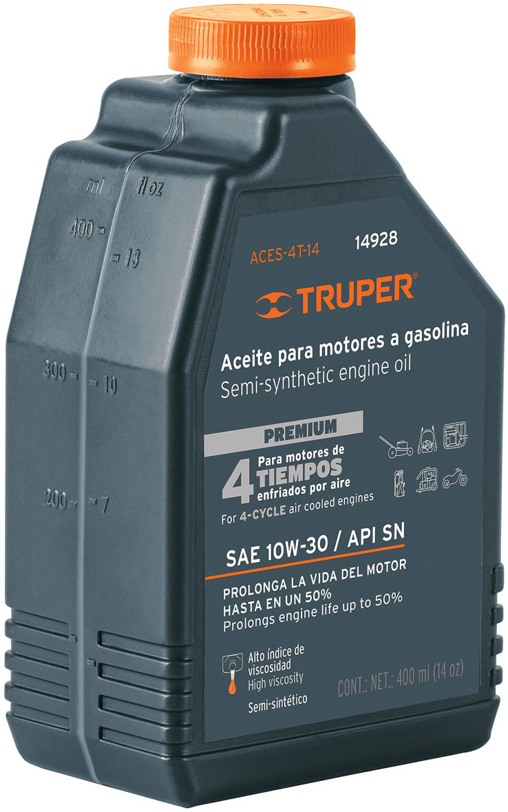 Imagen de ACEITE SEMI-SINTETICO DE 4 TIEMPOS EN 400 MILILITROS (14 ONZAS) TRUPER