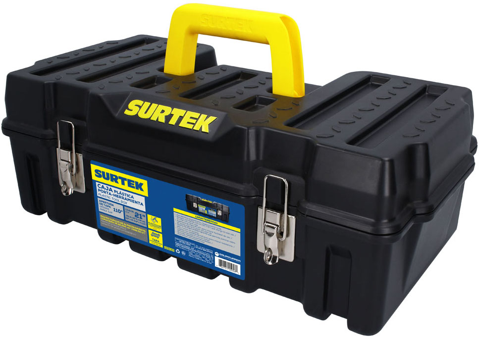 Imagen de CAJA PORTA HERRAMIENTAS PLASTICA 21" X 11" X 7" CON BROCHES METALICOS COLOR NEGRO SURTEK