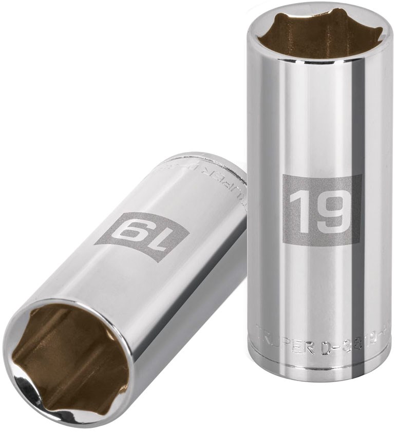 Imagen de DADO LARGO DE 19 MILIMETROS CON 6 PUNTAS Y CUADRO DE 3/8" TRUPER