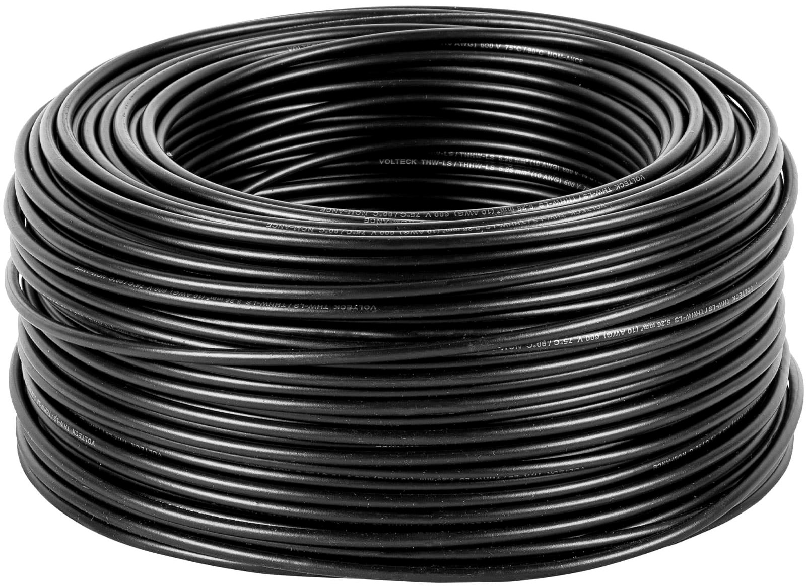 Imagen de ROLLO DE 100 MTS DE CABLE THHW-LS CALIBRE 10 AWG EN NEGRO VOLTECK