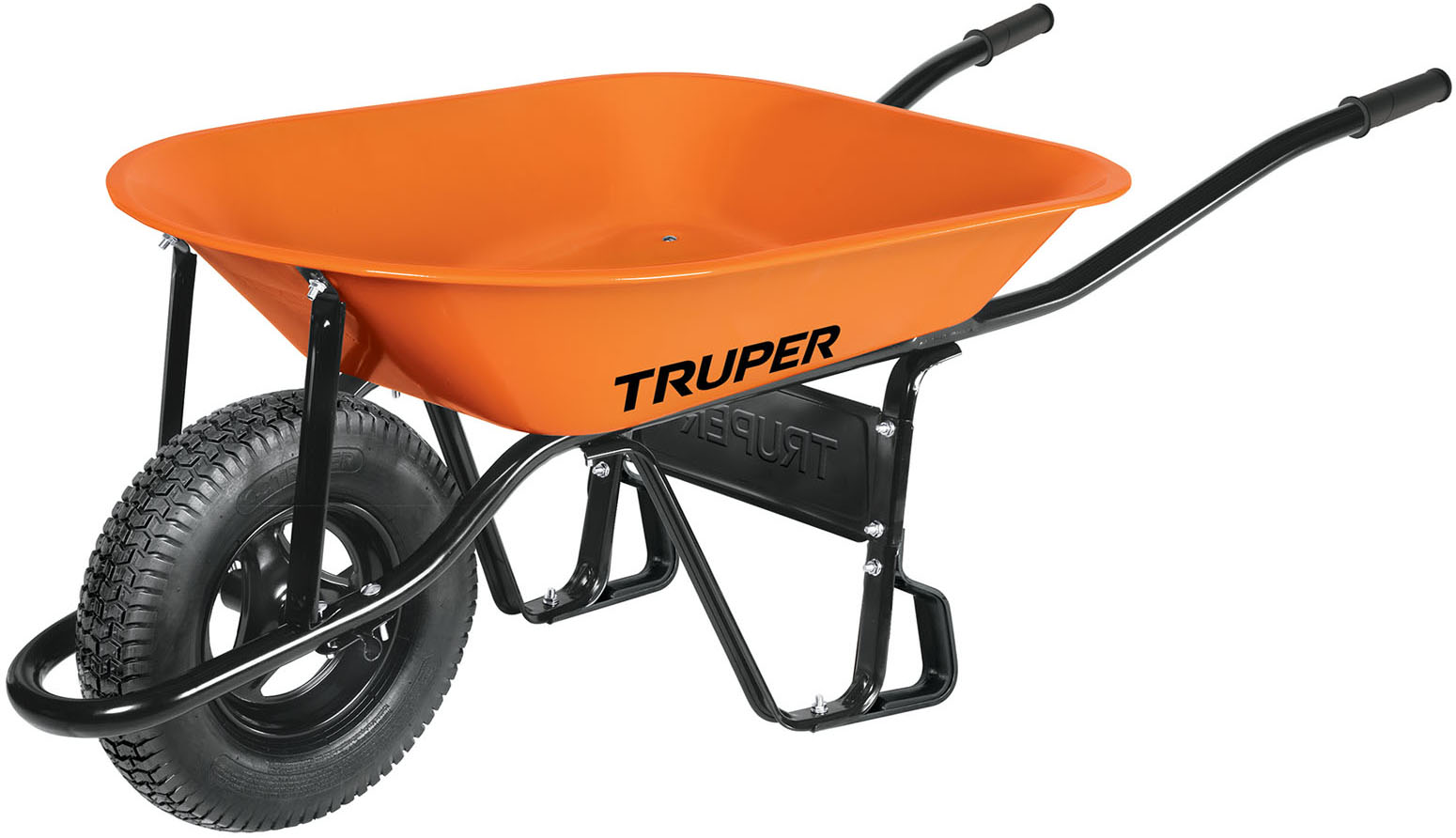 Imagen de CARRETILLA DE 4.5 PIES CON RIN DE 3 ASPAS NEUMATICA CON BASTIDOR TUBULAR TRUPER
