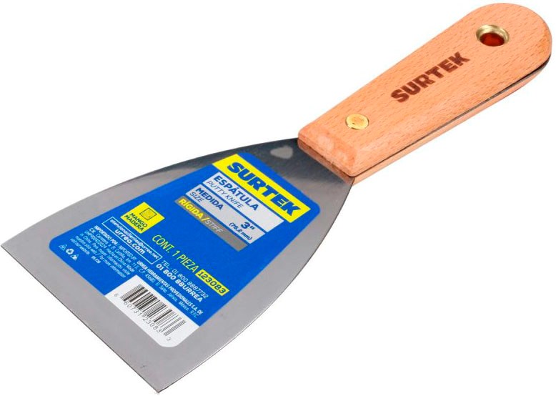 Imagen de ESPATULA RIGIDA MANGO DE MADERA 3" SURTEK