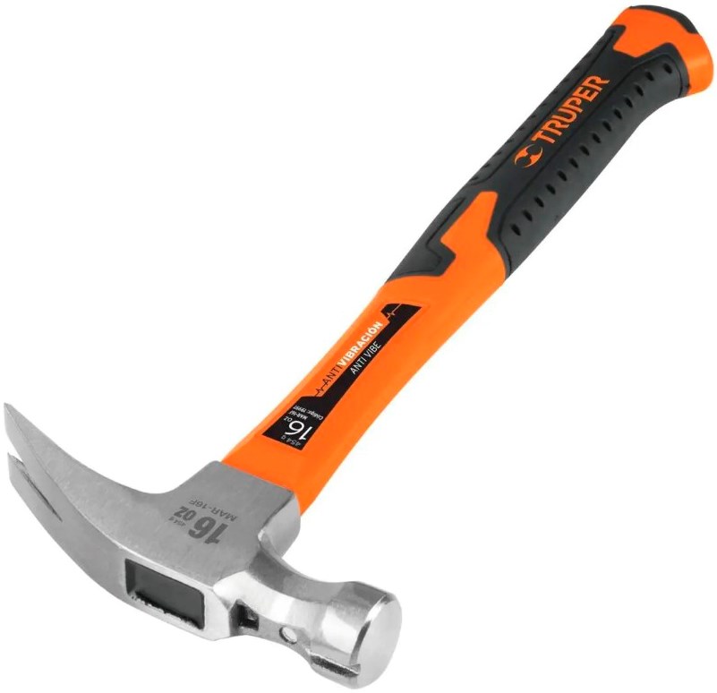 Imagen de MARTILLO DE 16 ONZAS CON UÑA RECTA Y MANGO DE FIBRA DE VIDRIO TRUPER