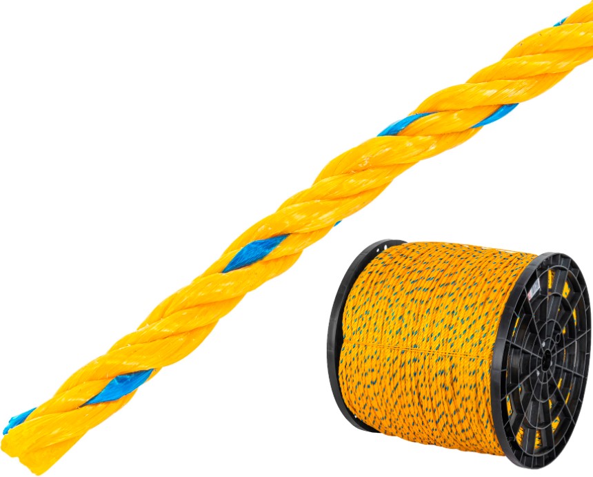 Imagen de METRO DE CUERDA AMARILLA DE POLIPROPILENO DE 6 MM CARRETE CON 920 MTS FIERO