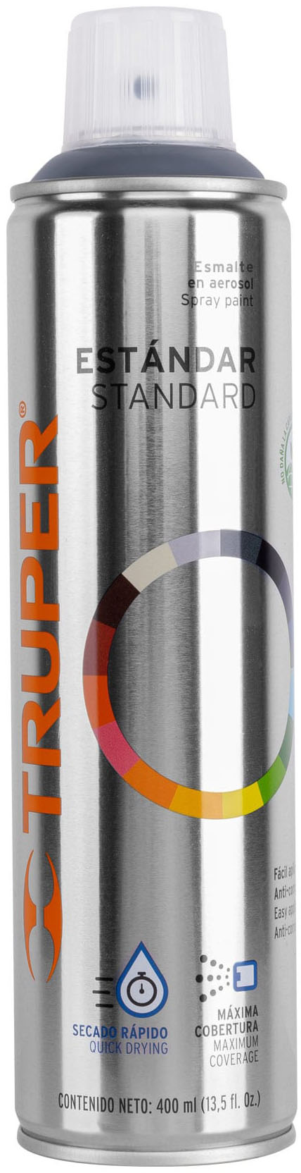 Imagen de PINTURA EN AEROSOL GRIS ACERO CON BOTE ESBELTO DE 400 MILILITROS TRUPER