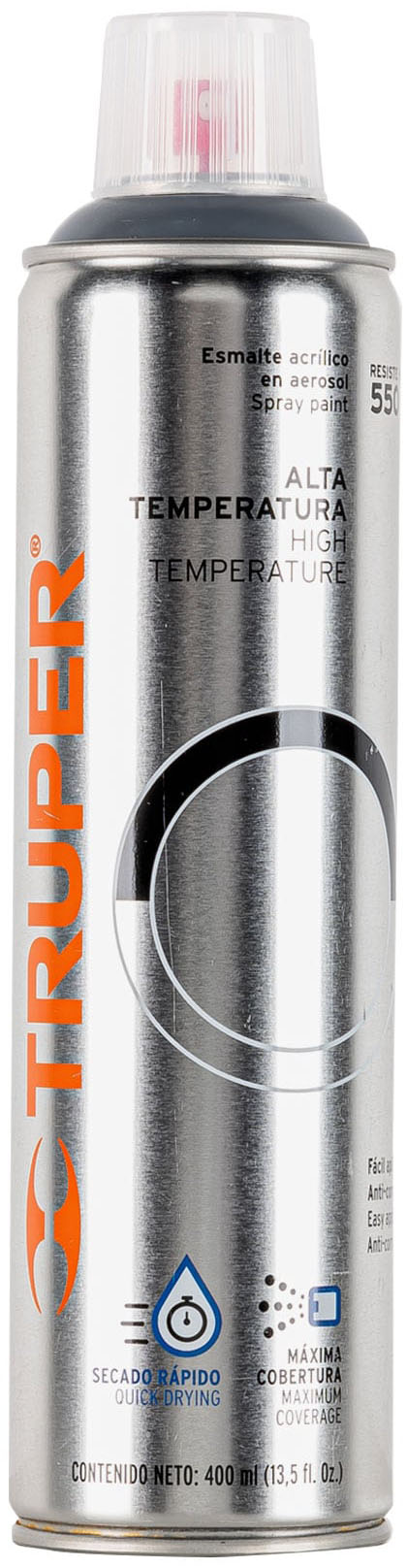 Imagen de PINTURA EN AEROSOL PARA ALTA TEMPERATURA CON BOTE ESBELTO DE ALUMINIO DE 400 MILILITROS TRUPER