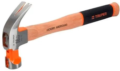 Imagen de MARTILLO PULIDO DE 16 OZ UÑA CURVA CON MANGO HICKORY CON AGARRE TRUPER